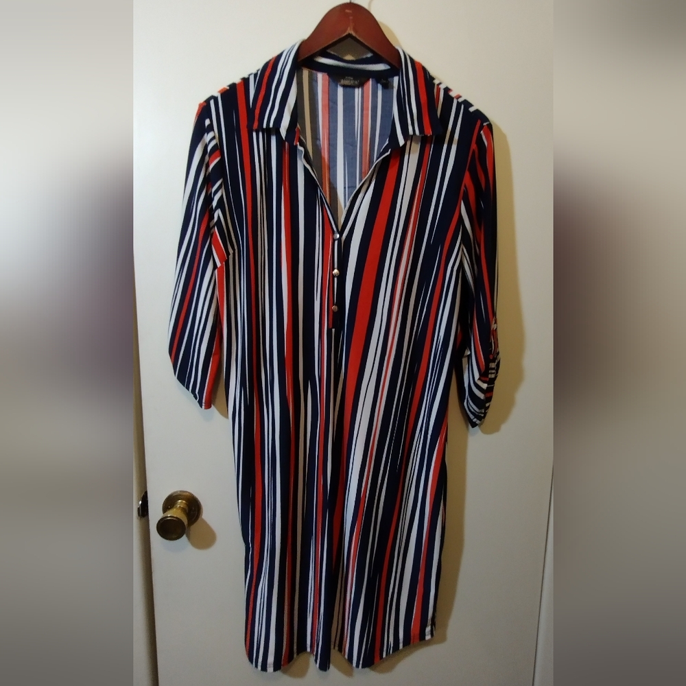 Mlle Gabrielle Navy and Red Striped Dress